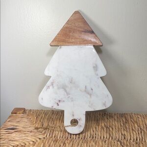 Anthropologie Marble & Acacia Christmas Tree Serving Board